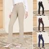 Women Office Pants Elastic High Waist Solid Color Trousers with Pockets Light Flared Fit Office Casual Pants