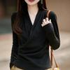 Women's Fashionable Slimming V-Neck Casual Base Shirt - Autumn/Winter 2025 Collection
