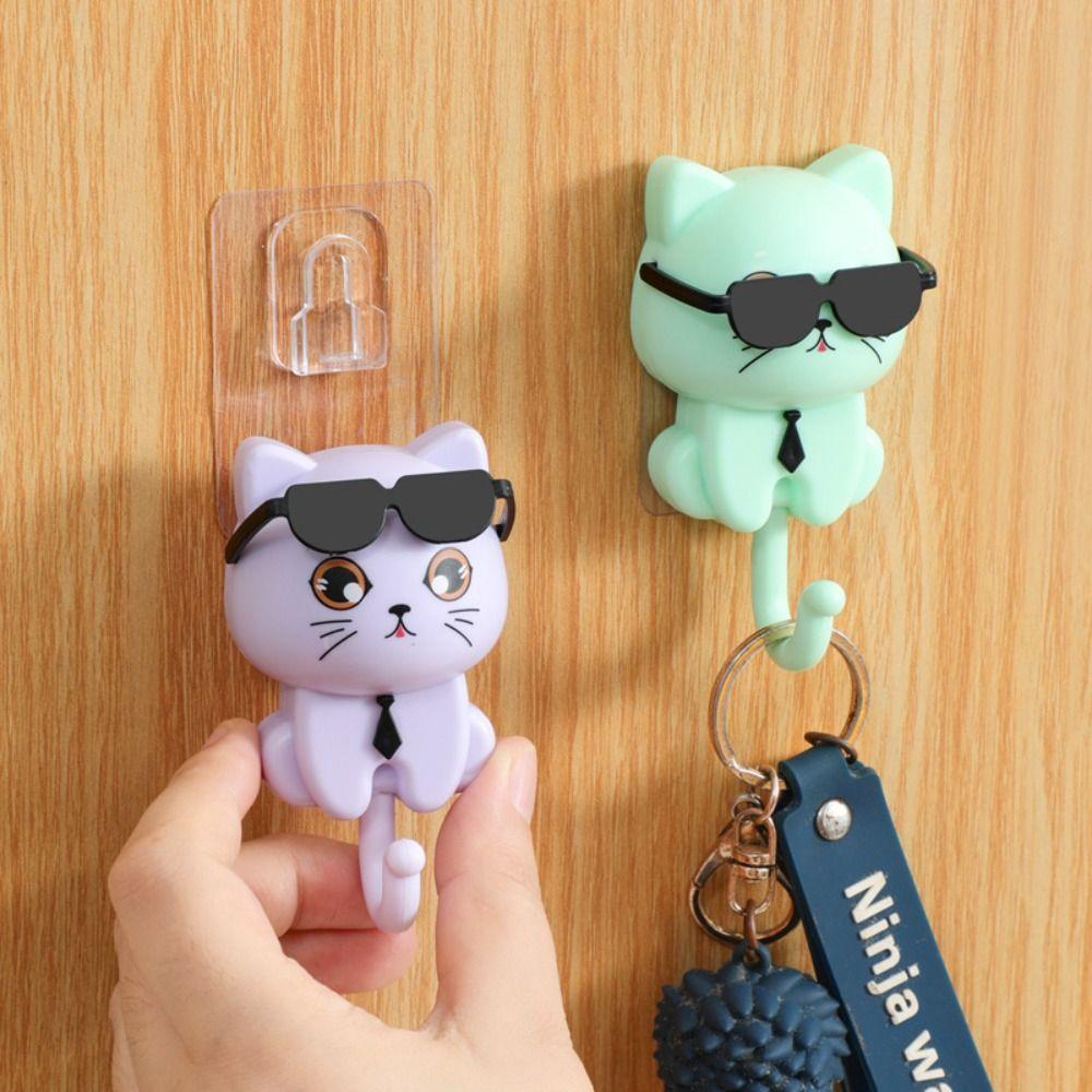 Cartoon Cat Decorative Hooks Seamless Funny Heavy Duty Hook Creative Clothes Hook Bathroom