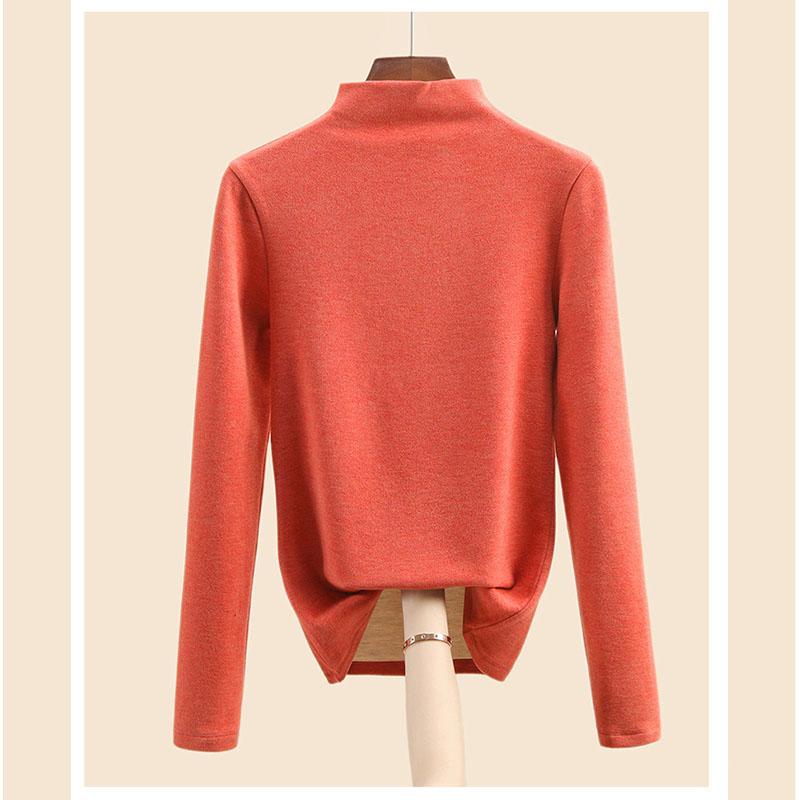 Осенне-зимняя женская нижняя рубашка, кашемировый дралон, шелковый шелковый топ с полувысоким воротником и внутренней подкладкой для волос, теплые топы