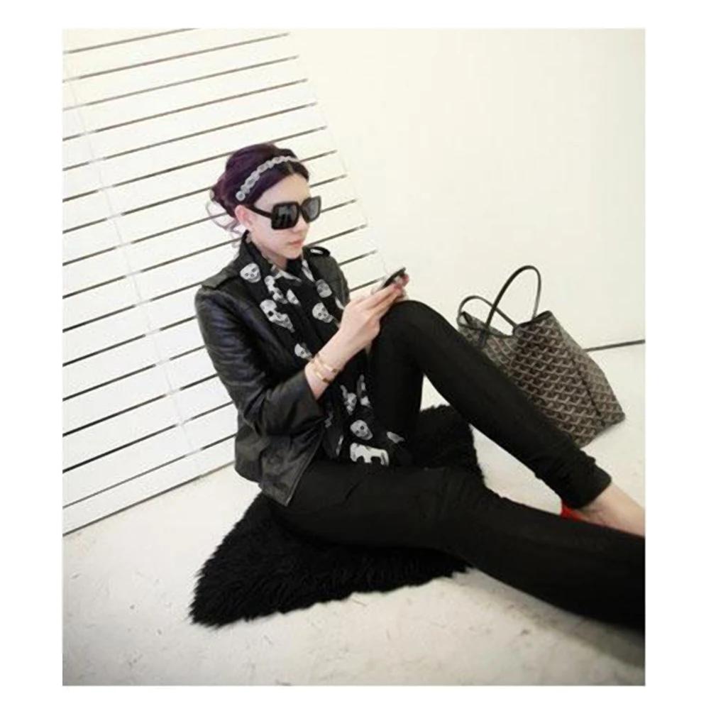 Длинный шарф-платок с черепами для женщин, шифоновый платок-шарф, повязки на волосы, голову, шею с черепами