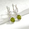 Bolaijewelry Натуральный перидот 7x9 овальный драгоценный камень висячие серебряные серьги с застежкой для женщин женские вечерние свадебные роскошные ювелирные изделия в подарок