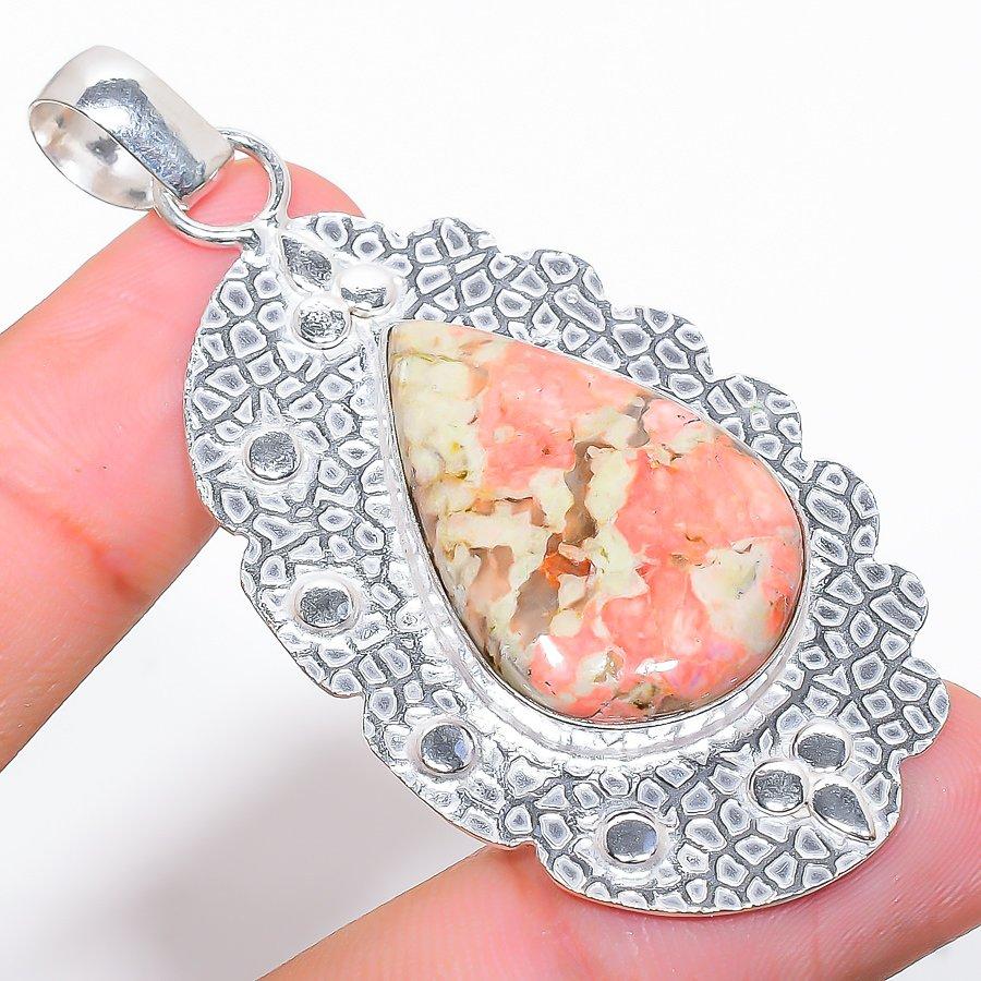 Ювелирный кулон ручной работы Unakite из стерлингового серебра 925 пробы с драгоценным камнем 2,48 дюйма V6p31