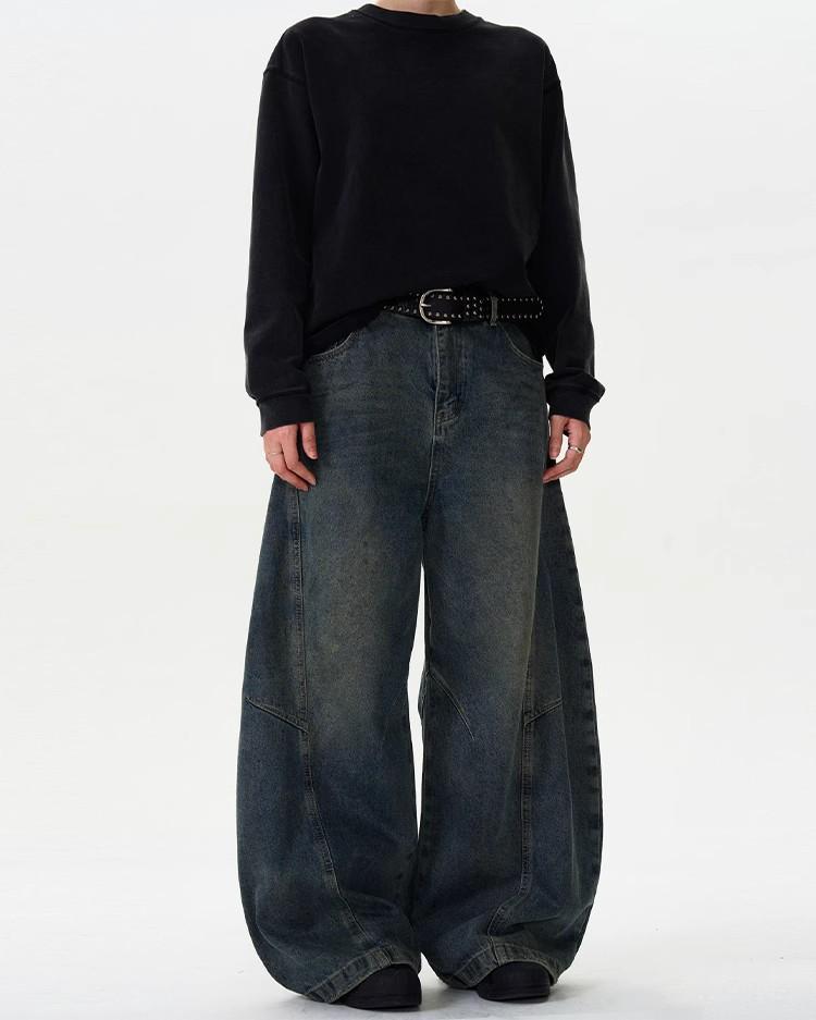 Американские Ретро Вываренные Потертые Джинсы Широкие Штанины - Унисекс Повседневный Тренд