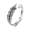 Authentic 925 Sterling Silver Feather Wings Adjustable Opening Rings for Women