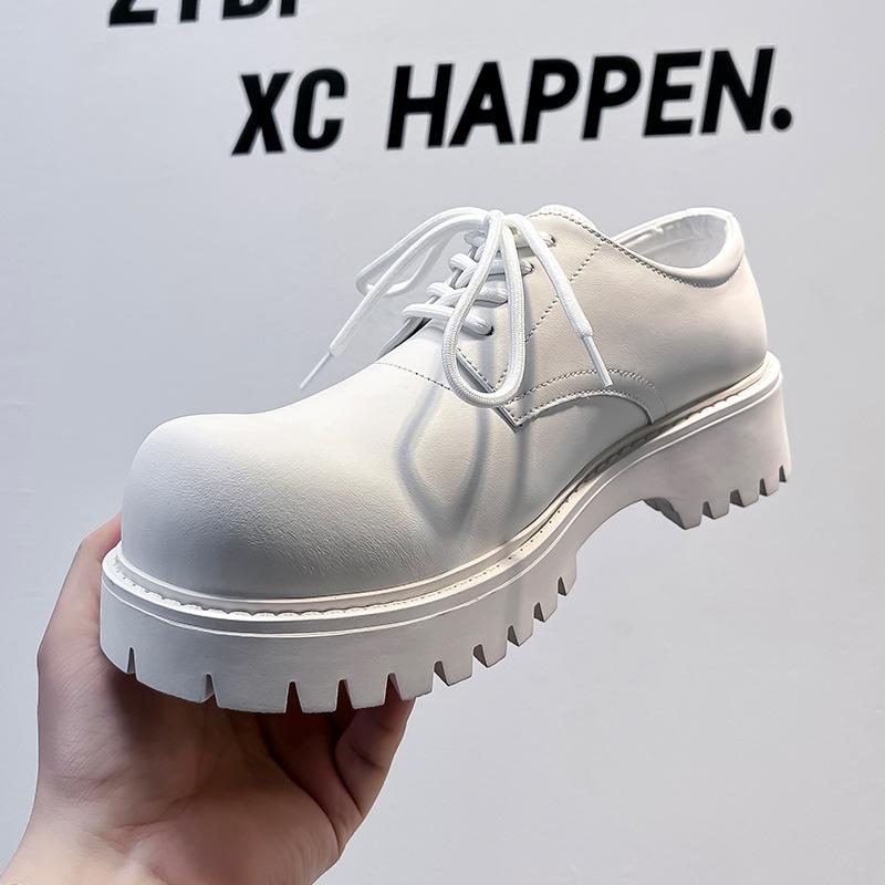 Туфли из кожи с большой головкой, мужские летние повседневные туфли-дерби в ретро-стиле, белые, модные туфли на широкую ногу в британском стиле 1026-A