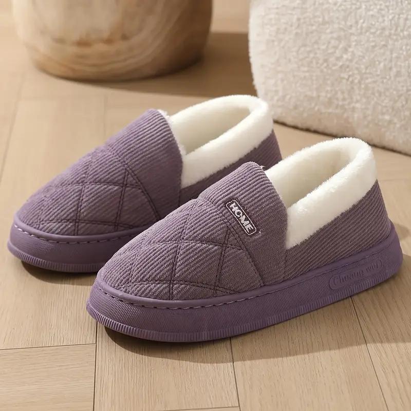 Simple Solid Color Slippers,Casual Cozy Plush Lined Shoes,Cozy Indoor Home Slippers