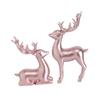 2x Reindeer Figurines Christmas Decor, Elk Sculptures, Sitting Standing Deer Statues Ornaments for Party Desktop Holiday Xmas