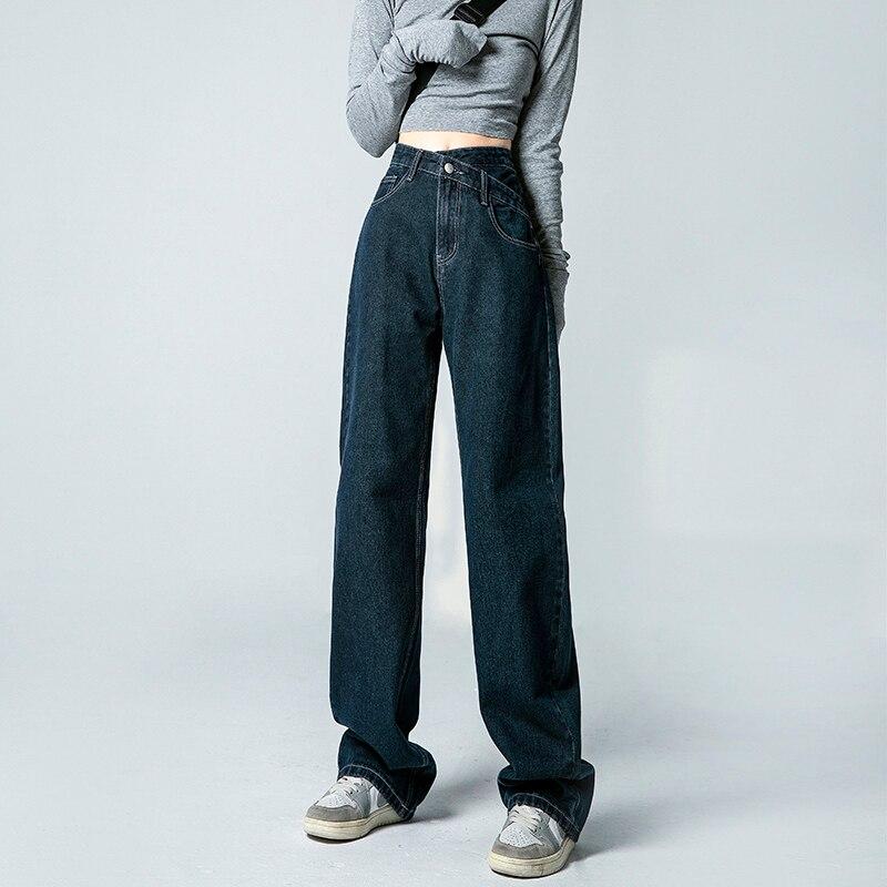 Винтажная весна 2022, женская мода с высокой талией, женские широкие джинсы, мешковатые женские джинсовые брюки-карго, джинсовые брюки для мамы