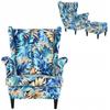 ARI PRINT Wing Chair with Footrest, Scandinavian Family Furniture Monstera