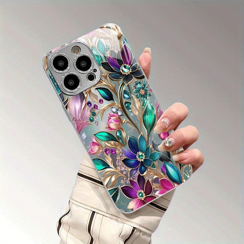 Роскошный цветной чехол для телефона с цветочным узором, гальванизированный, для Samsung Galaxy S25 S24 S23 Ultra Plus FE, защитное стекло