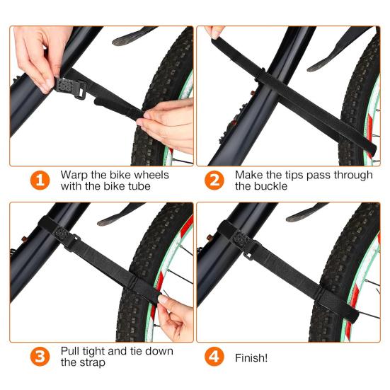 10 Pcs Bike Wheel Straps Adjustable Bicycle Wheel Securing Bands with Buckle Easy-to-use Bike Wheel Stabilizer Straps for Transporting Bicycles