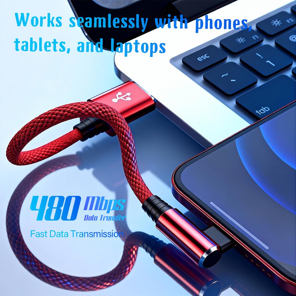 60 Вт USB Type-C 90° Кабель для быстрой зарядки Угловой Type-C Шнур для быстрой зарядки для Samsung Xiaomi Huawei OnePlus Android Устройств
