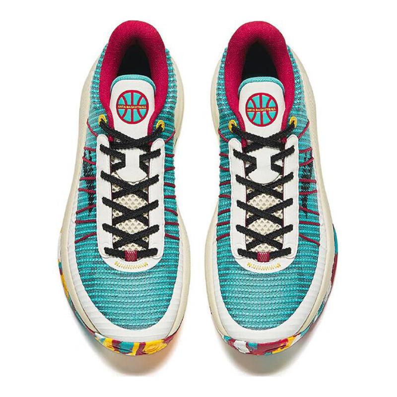 Anta Баскетбольные кроссовки Three Points Rain Lite V2 Shock Absorbation Low Top мужские кроссовки зеленые белые красные 112431603Q-6