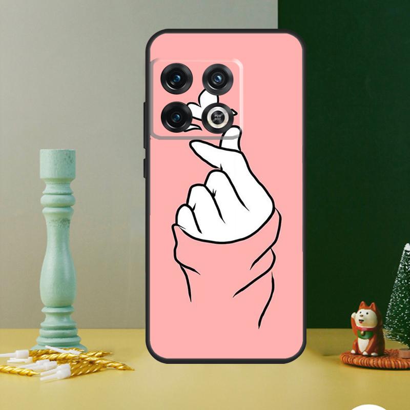 Korean Finger Heart Love Phone Case For OnePlus 13 12 11 13R 12R 10R 9 10 Pro 8T 9RT 10T Nord 4 CE 2 3 Lite N20 N30
