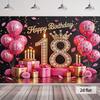2D баннер набор предметов для празднования 18-летия фон, украшенный фотографиями. Полиэфирный материал