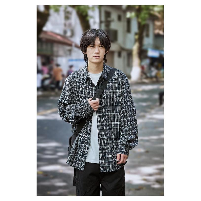 2024 Letter Long Sleeve Shirt Japanese Hong Kong Style Ins Loose Shirt Boys Summer Trendy Versatile Casual Coat