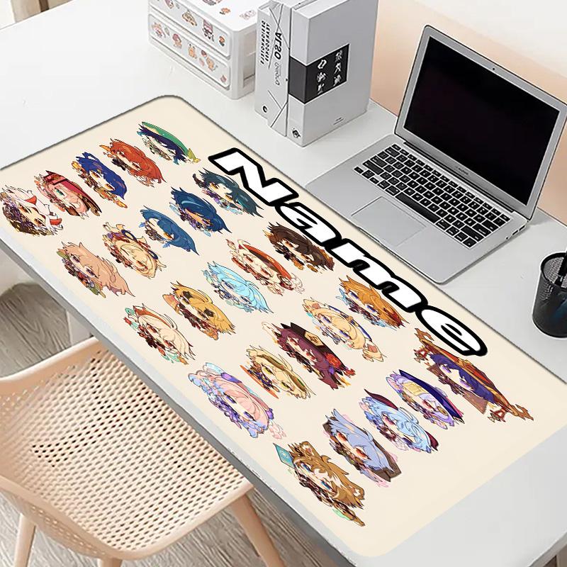 Custom Name Personalized Genshin Impact Pattern Mousepad, Laptop PC Desk Mat, Decorative Desk Mat for Home Keyboard Pad Gift