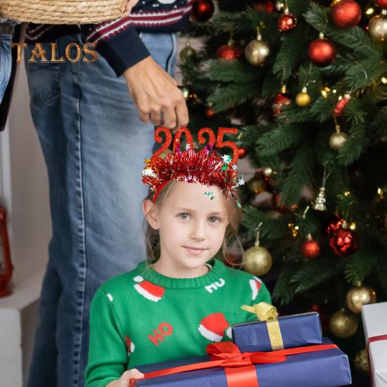 Обруч для волос с блестками для косплея 2025, декор в виде цифр, новогодняя повязка на голову, высокоэластичная дизайнерская повязка для волос, украшение для рождественской вечеринки