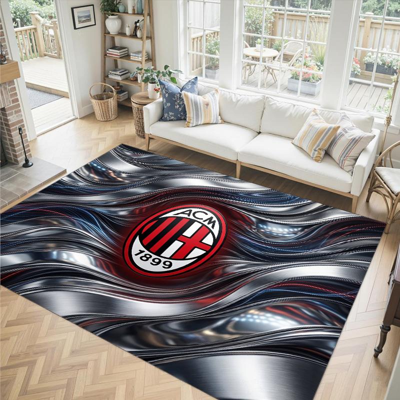 Дизайн AC Milan Кристальный Велюровый Ковер Уютный Не?Нескользящий ковер с принтом для спальни, гостиной, прихожей
