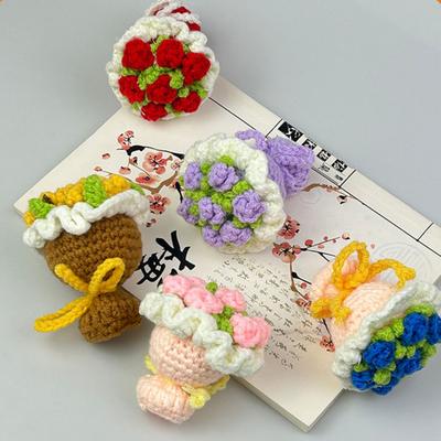 Вязаный крючком букет роз, украшение, ручная работа, вязание, цветочный орнамент, готовый, ручной работы, цветок, центральный элемент для стола