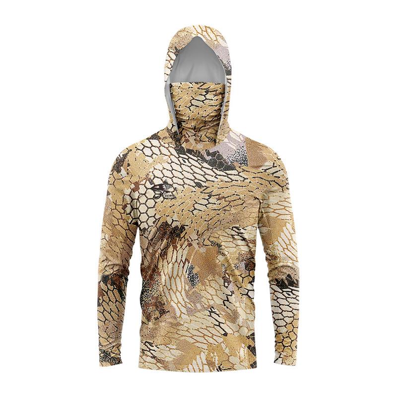 Fishing Hoodie T-shirts Men Long Sleeve Anti-Uv Sun Protection Hoodies Face Mask Apparel Hunting Jungle Camouflage Sea Fishing