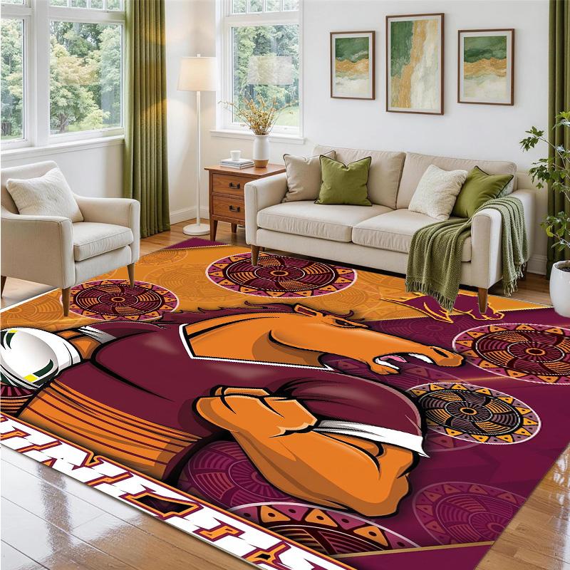 Brisbane Broncos Design Crystal Velvet Rug Soft Decorative Mat for Bedroom Entrance