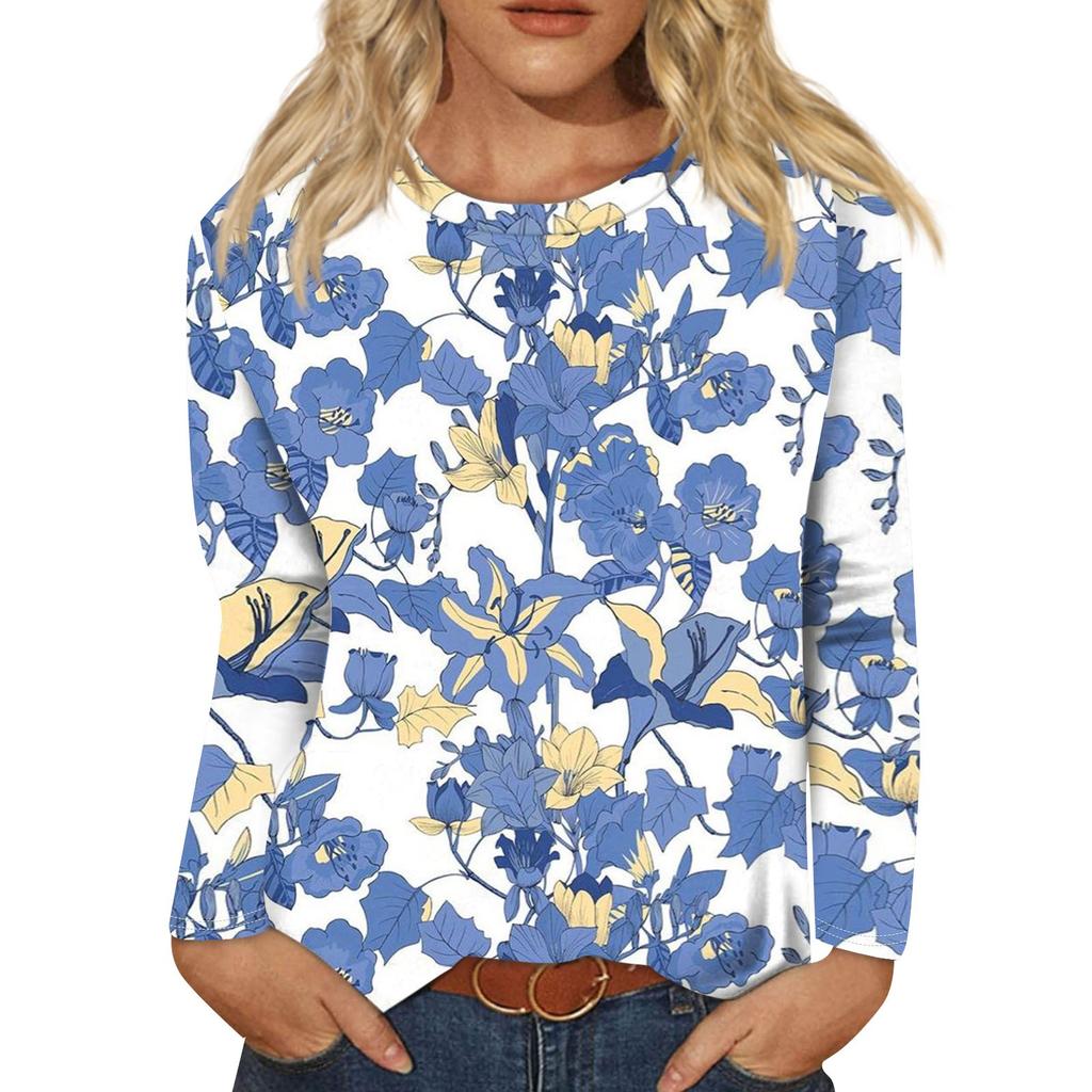 Женская мода повседневная блузка с длинным рукавом и круглым вырезом, молодежная женская одежда, женская одежда 2024