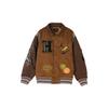 X HTG Embroidered Patch Baseball Collar Fitted Thick Sports Jacket Men Jackets Brown DX6244-204