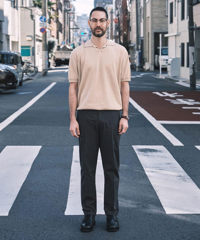 STCO Diems Linen Blend Open Collar Short Sleeve Knit_Beige (Classic Fit)_Dktxb11Csd