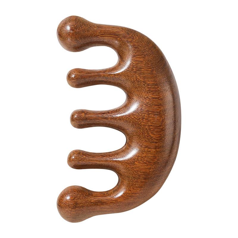 Portable Five-Claw Natural Sandalwood Massage Comb Wood Head Meridian Scalp Therapy Comb for Hair Styling and Relaxation