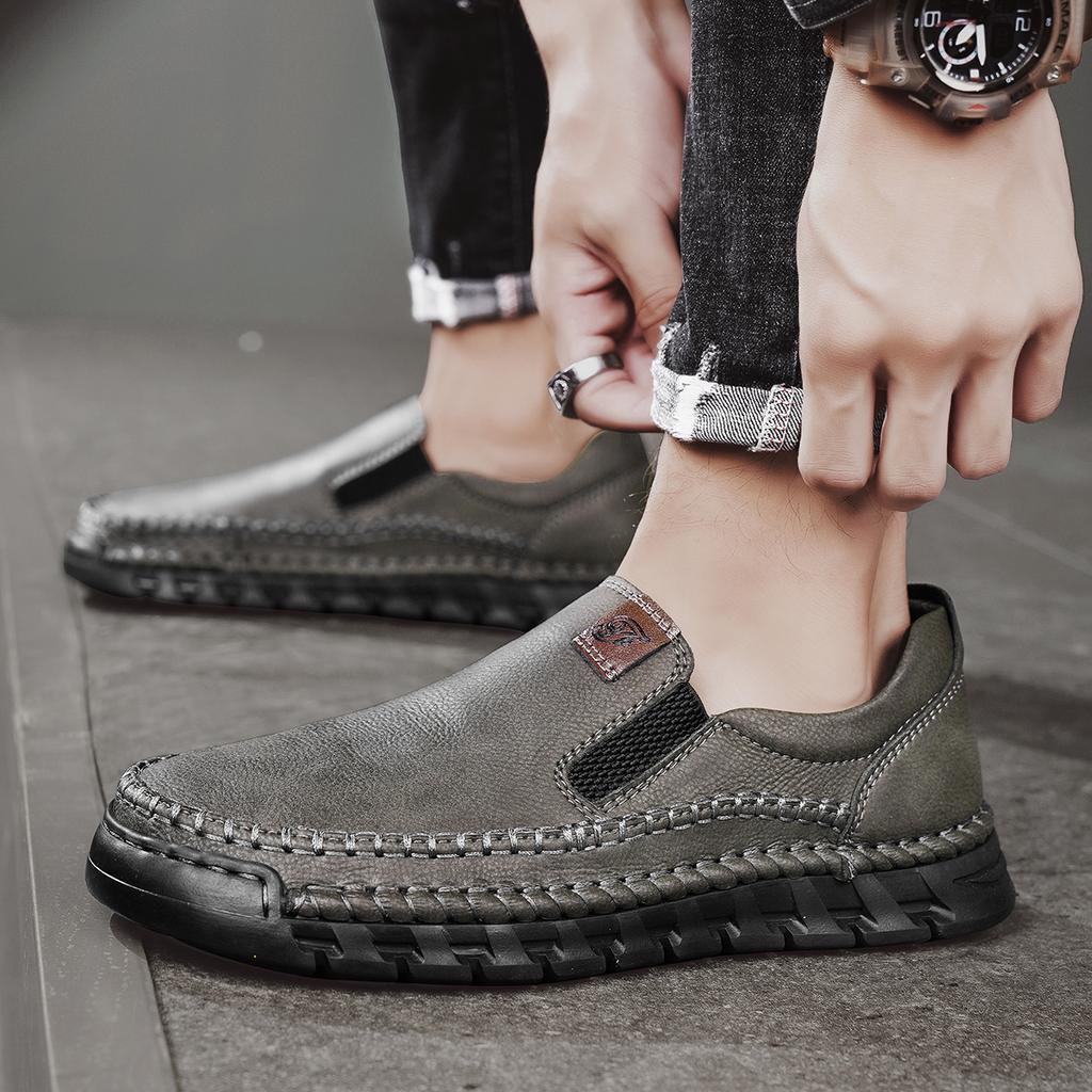 Мужская повседневная обувь, кожаные мокасины ручной работы, качественные мокасины на плоской подошве, мужские кроссовки