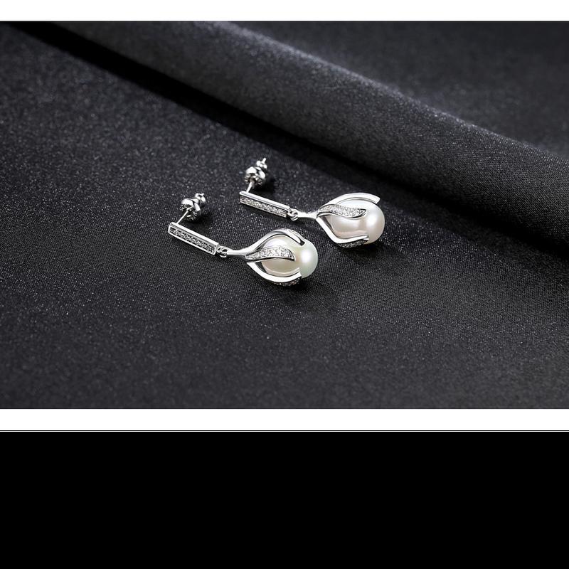 [MeiBaPJ]Natural Freshwater Pearl Fashion Drop Earrings Real 925 Sterling Silver Fine Charm Jewelry for Women