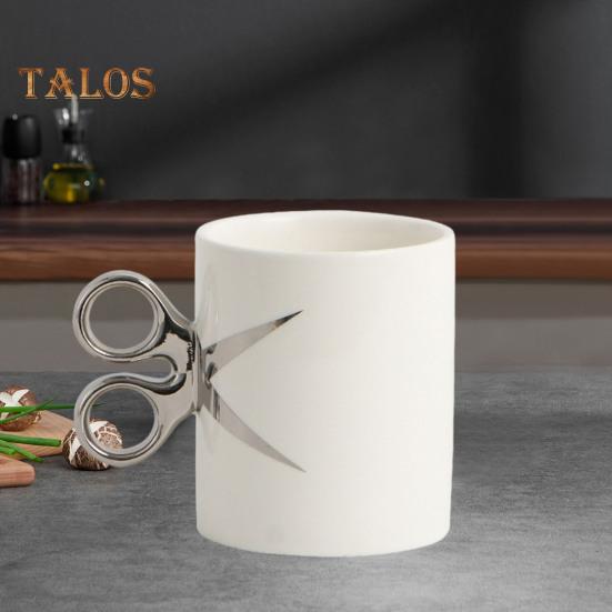 Керамическая кружка с ручкой в виде ножниц 350 мл, новинка, парикмахерская, чайная кружка для кофе, подарочная кружка с разноцветной глазурью