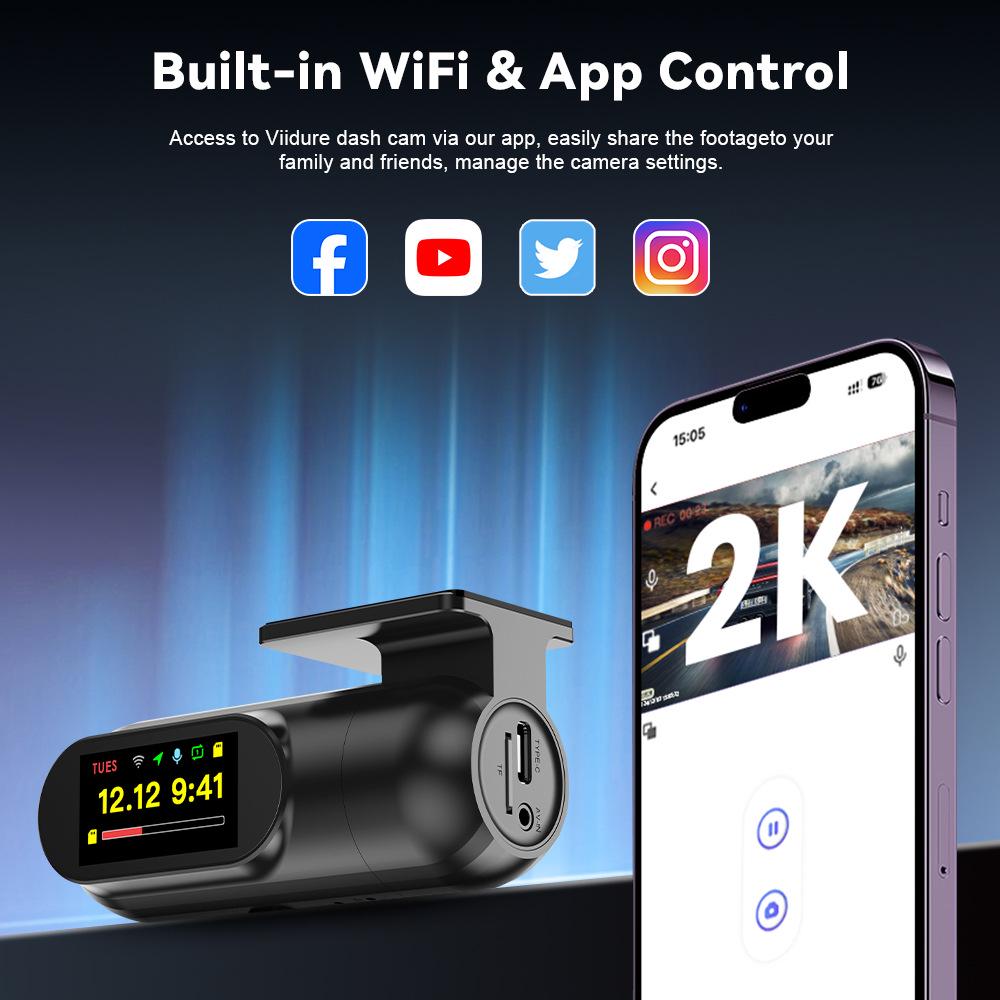 HD 2.5K видеорегистратор с Wi-Fi, GPS-слежением и замедленной записью