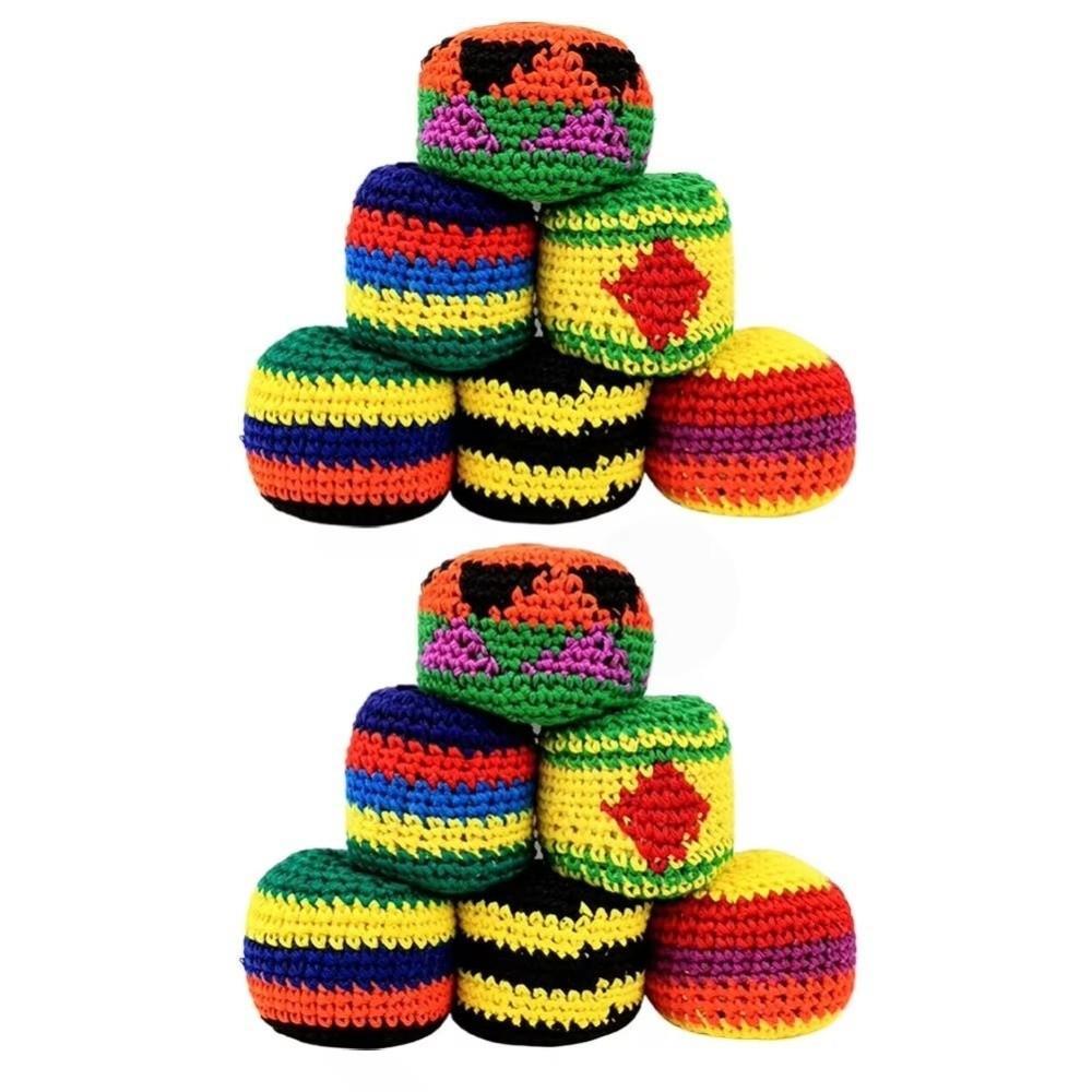 1/3/6/12Pcs Geometric Pattern Foot Bag Crochet Balls Durable Crochet Kick Sack Children