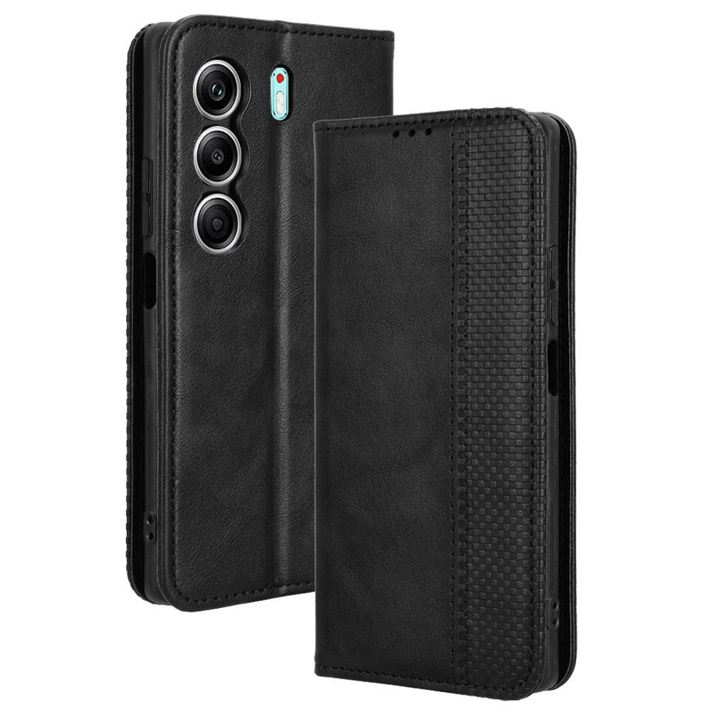 Для TECNO Camon 40 4G CM5 Кожаный чехол-кошелек с подставкой Ретро текстура Чехол для телефона