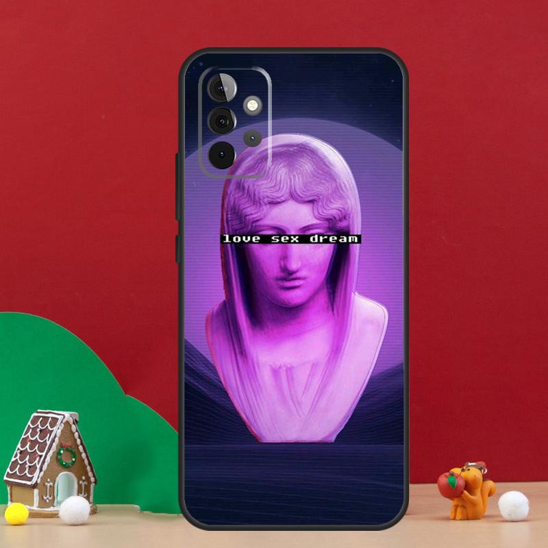 Кейс Vaporwave с греческой скульптурой для Samsung Galaxy A55 A52 A32 A12 A33 A06 A16 A26 A36 A56 A15 A53 A13 A34 A54 A14 A17