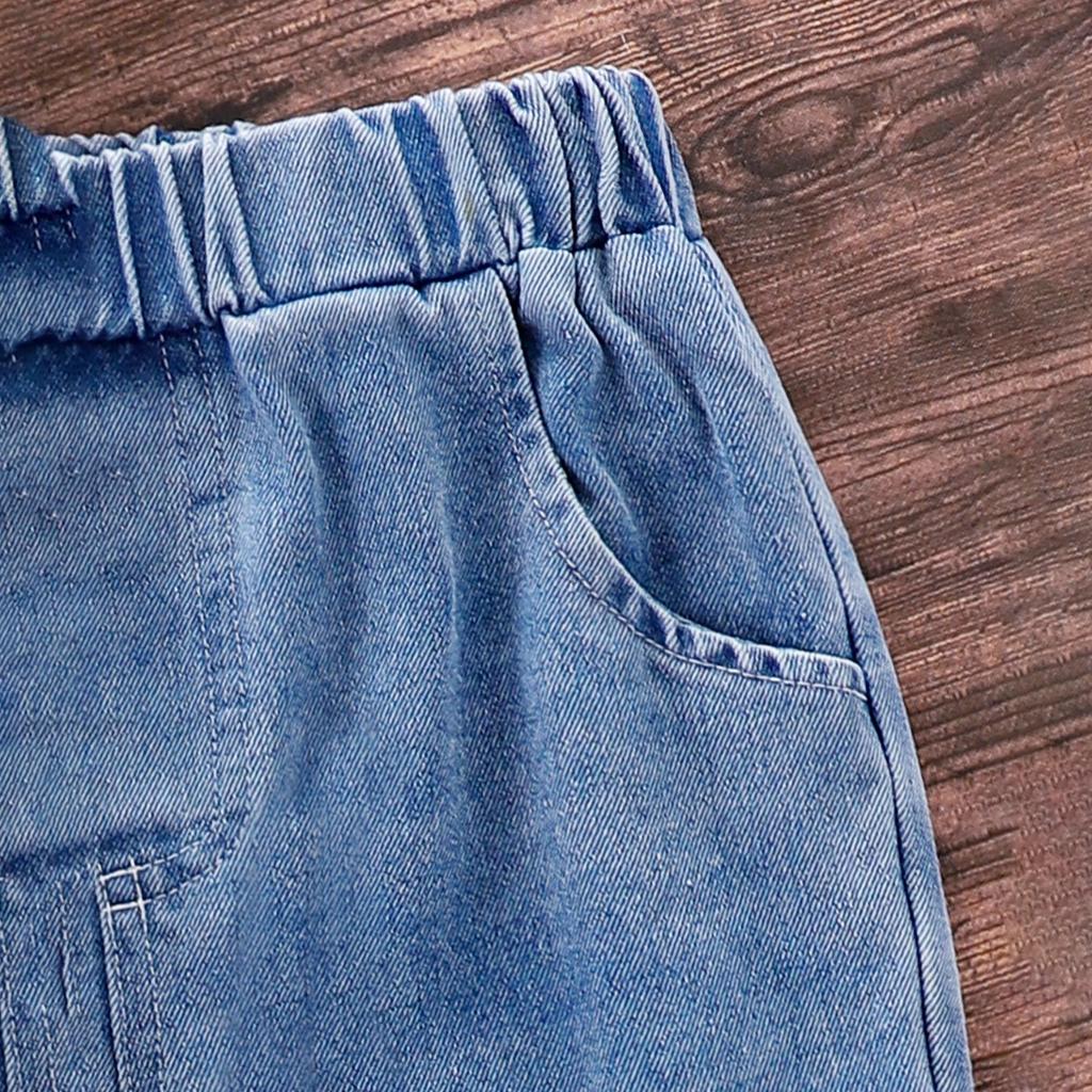 Модный костюм для девочек, весенне-осенний детский повседневный однотонный комплект из двух предметов: пальто и джинсовые брюки