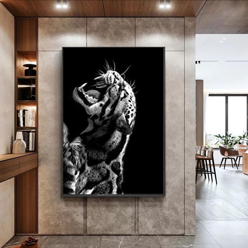 Черно-белое животное тигр, художественные принты, настенная живопись, живопись на холсте, абстрактный холст, постер, живопись, декор для дома
