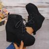 Fashion Ladies Shoes 2025 High Quality Side Zipper Women's Boots Fashion Lacing Modern Boots Women New Plus Size Wedge Ankle Boots