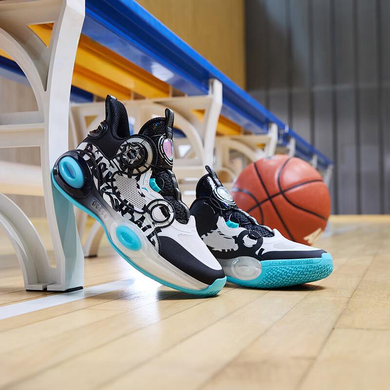 Anta Kids Asymmetric 3.0 Versatile Comfortable Shock Absorption Low Top Basketball Shoes Kids Sneaker White Blue Black 312421120-1