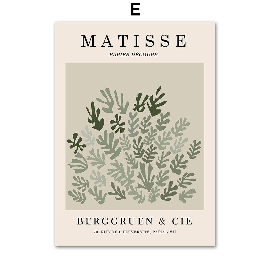 Matisse Green Leaf Coral Geometry Flower Market Posters And Prints Wall Art Canvas Painting For Living Room Decorative Pictures