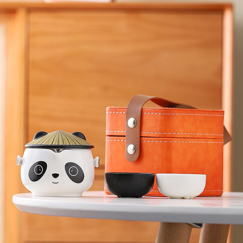 High-look, cute panda Kuaike cup, cultural and creative souvenir, travel tea set, business gift set, high-end gift