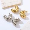Stainless Steel Semicircular Hollow Earrings Premium Light Luxury French Plated 18K Non-Fading Earrings