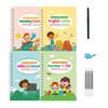 4Pcs Grooved Handwriting Practice Workbooks Reusable Kids Alphabet Number Learning Tracing Book Writing Practice Book with Pen Refills Pencil Gripper