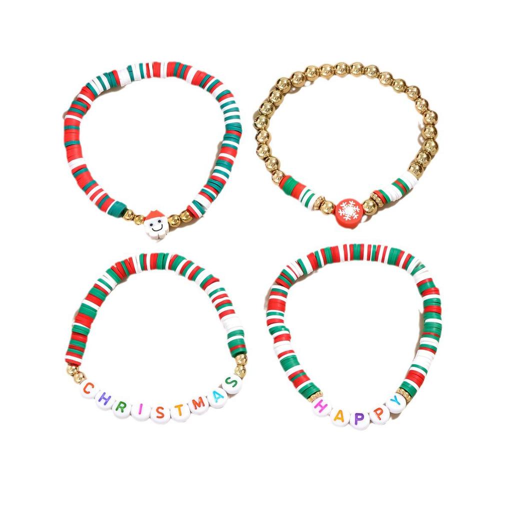 Европейско-американский набор бисерных браслетов «Снеговик»: Универсальный подарок рождественских украшений из полимерной глины