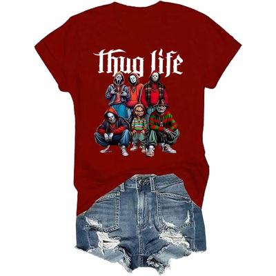 Футболка с фильмом ужасов «Thug Life» Футболка с персонажем ужасов «Friends» на Хэллоуин Футболка с забавной графикой на Хэллоуин Женская