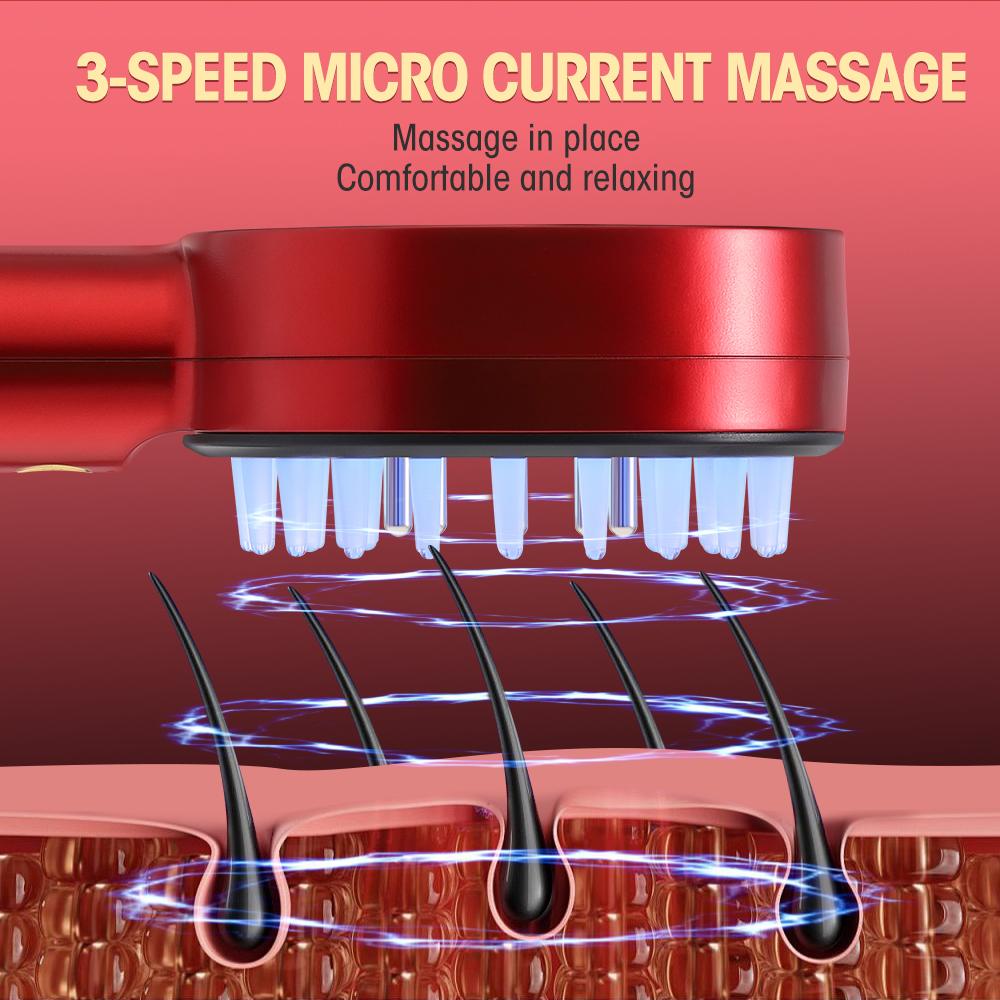 Electric Microcurrent Spray Massage Comb Red Blue LED Hair Follicle Comb Scalp Nano Atomized Head Massager Hair Growth Anti Loss