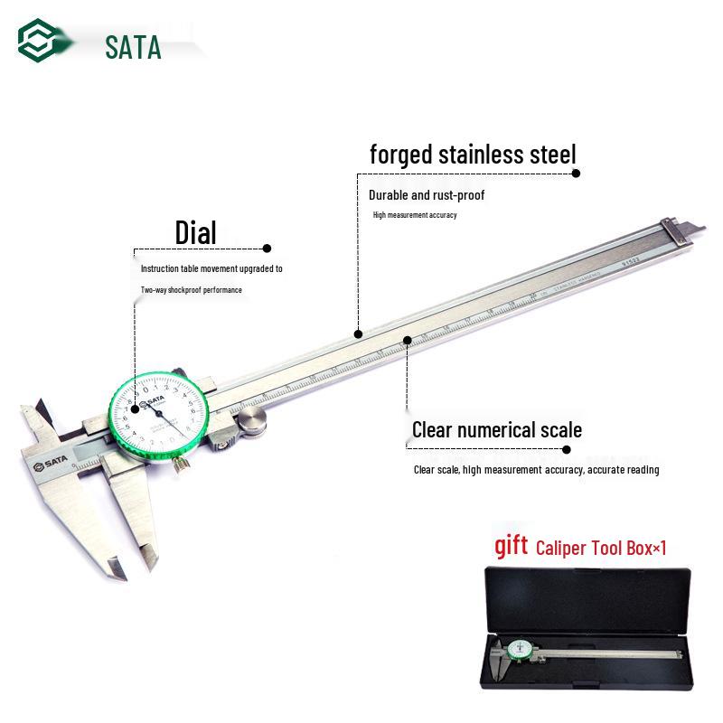 SATA Stainless Steel Dial Caliper - Mechanical Measuring Tool
